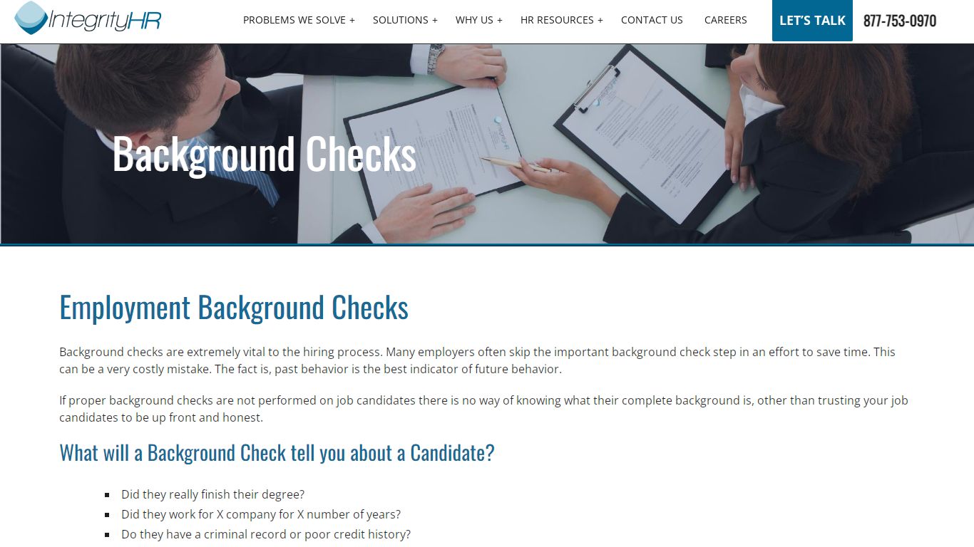 Employment Background Check For Small Businesses | Integrity HR